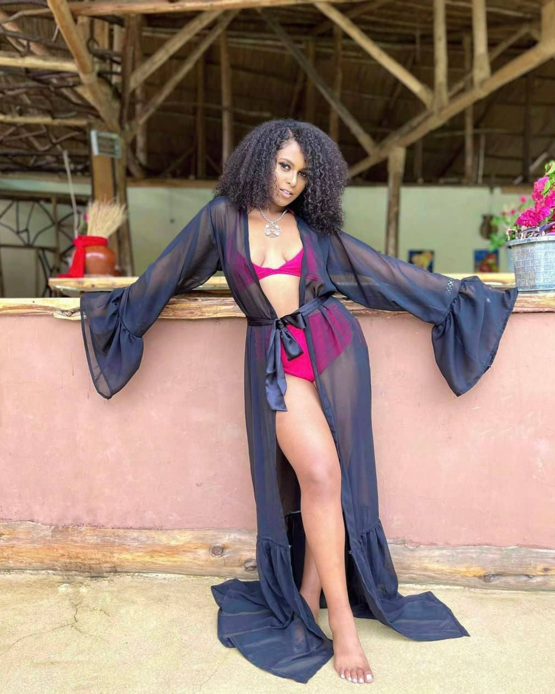 Black Chiffon kimono - Image 3