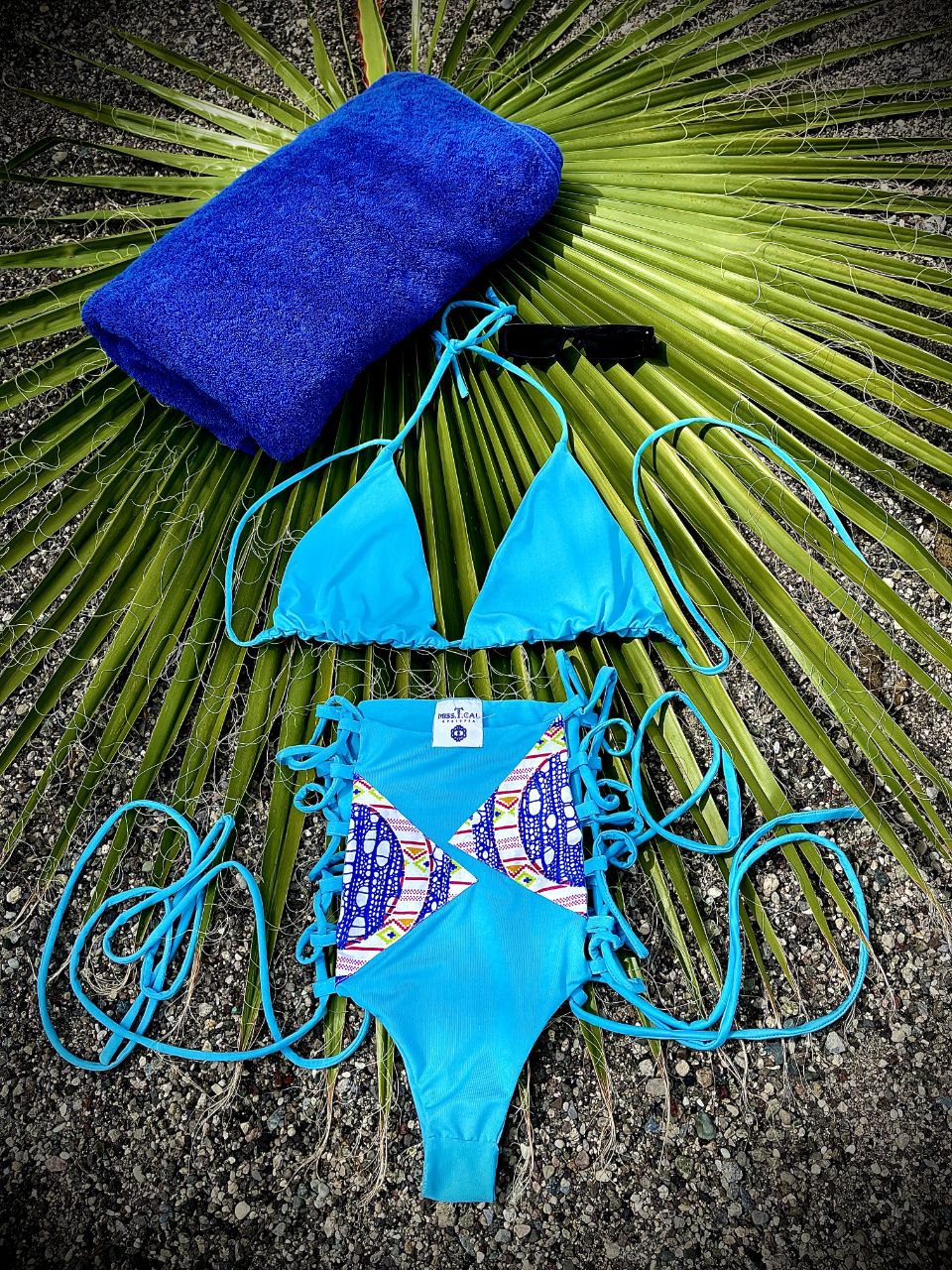 high waisted lace up bikini set - Image 2