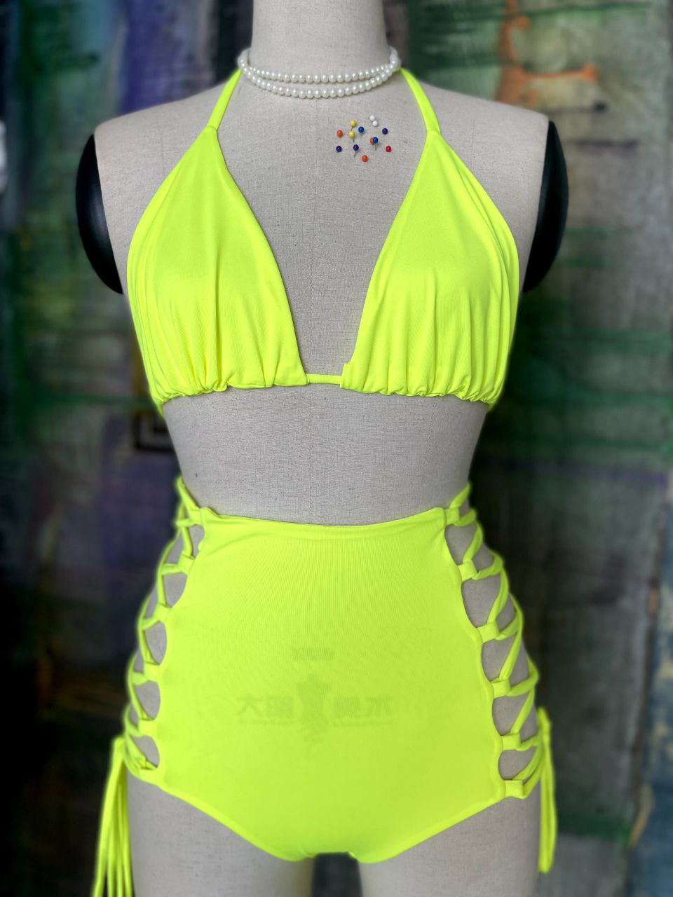 high waisted lace up bikini set - Image 6